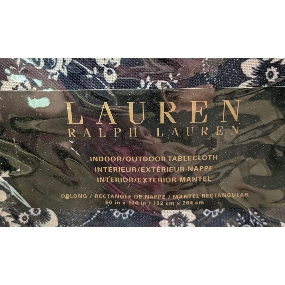 Lauren Ralph Lauren Tablecloth 60x104 Navy Blue NEW Paisley Indoor Outdoor